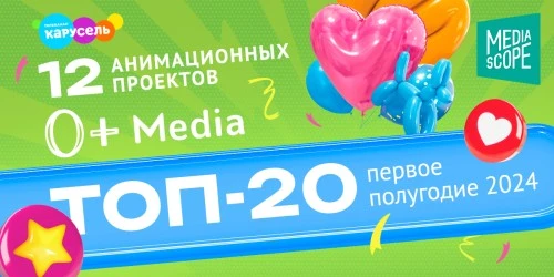 12 проектов «0+ Media» вошли в топ-20 самых популярных на канале «Карусель»